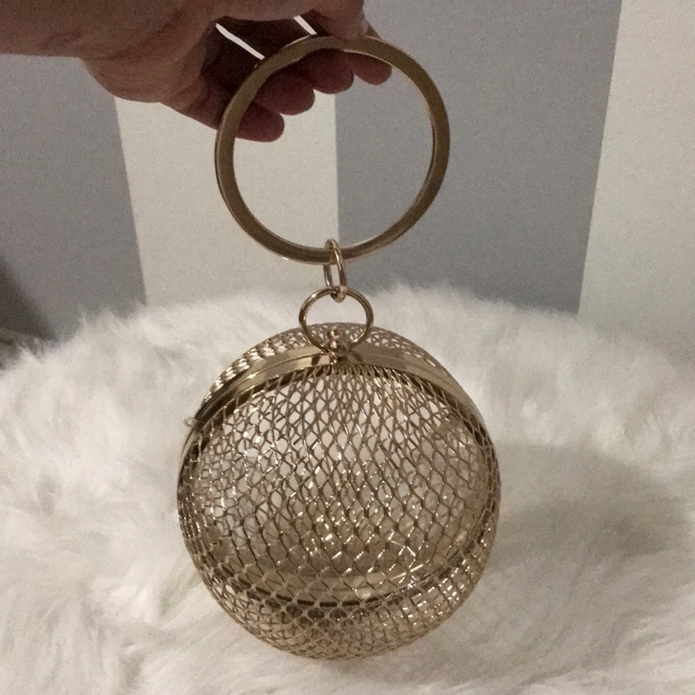 Round Gold Metal Clutch